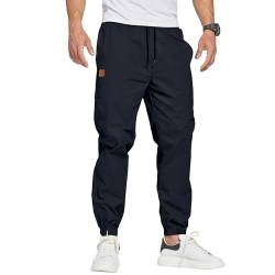 ZOXOZ Herren Hose Chino Cargohose Herren Jogginghose Herren Sweatpants Baumwolle Casual Freizeithose Elastische Taille mit Kordelzug Sporthose Herren mit Taschen Schwarz XL von ZOXOZ