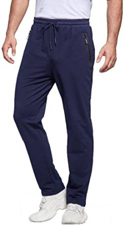 ZOXOZ Jogginghose Herren Baumwolle Trainingshose Männer Sporthose Herren Lang Fitness Hosen Herren mit Reißverschlusstaschen Blau 2XL von ZOXOZ