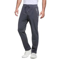 ZOXOZ Jogginghose Herren Baumwolle Trainingshose Männer Sporthose Herren Lang Fitness Hosen Herren mit Reißverschlusstaschen Dunkelgrau 2XL von ZOXOZ