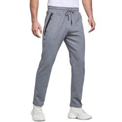 ZOXOZ Jogginghose Herren Baumwolle Trainingshose Männer Sporthose Herren Lang Fitness Hosen Herren mit Reißverschlusstaschen Grau 3XL von ZOXOZ