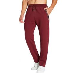 ZOXOZ Jogginghose Herren Baumwolle Trainingshose Männer Sporthose Herren Lang Fitness Hosen Herren mit Reißverschlusstaschen Rot 2XL von ZOXOZ