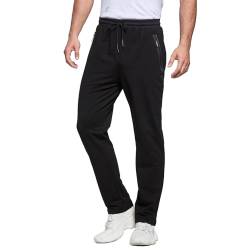 ZOXOZ Jogginghose Herren Baumwolle Trainingshose Männer Sporthose Herren Lang Fitness Hosen Herren mit Reißverschlusstaschen Schwarz L von ZOXOZ