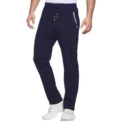 ZOXOZ Jogginghose Herren Baumwolle mit Reißverschluss Taschen Trainingshose Sporthose Sweatpants Slim Fit Herren Hose Blau 2XL von ZOXOZ