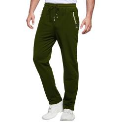 ZOXOZ Jogginghose Herren Baumwolle mit Reißverschluss Taschen Trainingshose Sporthose Sweatpants Slim Fit Herren Hose Grün 3XL von ZOXOZ