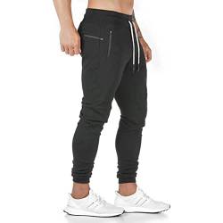 ZOXOZ Jogginghose Herren Sporthose Baumwolle Fitness Slim Fit Hose Freizeithose Joggers Streetwear Reissverschluss Taschen Schwarz 3XL von ZOXOZ