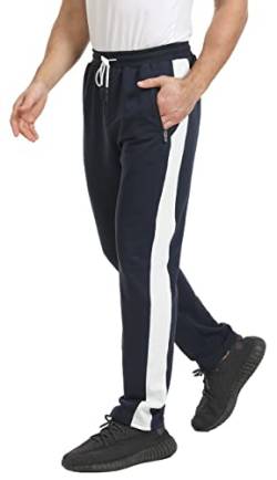 ZOXOZ Jogginghose Herren Trainingshose Männer Sporthose Herren Lang Baumwolle Freizeithose Herren Jogger Sweathose Hosen Fitness Trackpants Gym Reißverschlusstaschen Blau S von ZOXOZ