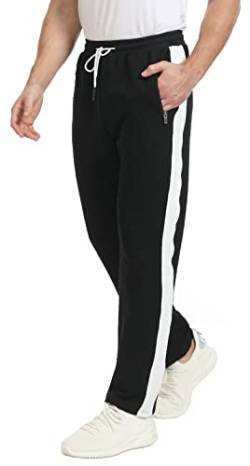 ZOXOZ Jogginghose Herren Trainingshose Männer Sporthose Herren Lang Baumwolle Freizeithose Herren Jogger Sweathose Hosen Fitness Trackpants Gym Reißverschlusstaschen Schwarz 3XL von ZOXOZ