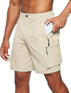 ZOXOZ Kurze Hosen Herren MTB Cargo Chino Shorts Sommer Trekking Wandershorts Herren Zip Off Mit 5 Taschen Khaki M von ZOXOZ