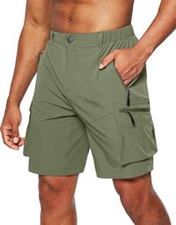 ZOXOZ Kurze Hosen Herren MTB Cargo Chino Shorts Sommer Trekking Wandershorts Herren Zip Off Mit 5 Taschen Militärgrün 2XL von ZOXOZ