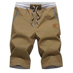 ZOXOZ Kurze Hosen Herren Shorts Herren Sommer Freizeit Chino Stretch Kurze Hose Herren Baumwolle mit Taschen Braun L von ZOXOZ