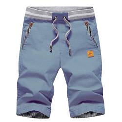 ZOXOZ Kurze Hosen Herren Shorts Herren Sommer Freizeit Chino Stretch Kurze Hose Herren Baumwolle mit Taschen Denim Blau L von ZOXOZ