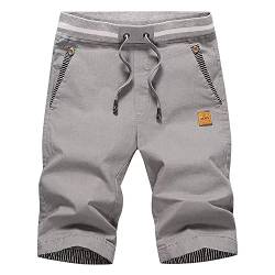 ZOXOZ Kurze Hosen Herren Shorts Herren Sommer Freizeit Chino Stretch Kurze Hose Herren Baumwolle mit Taschen Grau M von ZOXOZ