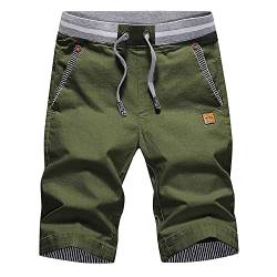 ZOXOZ Kurze Hosen Herren Shorts Herren Sommer Freizeit Chino Stretch Kurze Hose Herren Baumwolle mit Taschen Grün M von ZOXOZ