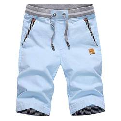 ZOXOZ Kurze Hosen Herren Shorts Herren Sommer Freizeit Chino Stretch Kurze Hose Herren Baumwolle mit Taschen Himmelblau M von ZOXOZ