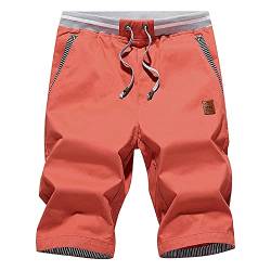 ZOXOZ Kurze Hosen Herren Shorts Herren Sommer Freizeit Chino Stretch Kurze Hose Herren Baumwolle mit Taschen Rot M von ZOXOZ