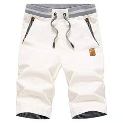 ZOXOZ Kurze Hosen Herren Shorts Herren Sommer Freizeit Chino Stretch Kurze Hose Herren Baumwolle mit Taschen Weiß 3XL von ZOXOZ