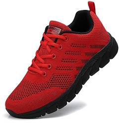 ZPAWDH Damen Turnschuhe Atmungsaktiv Laufschuhe Leichtgewichts Sportschuhe Freizeitschuhe Straßenlaufschuhe Outdoor Sneaker Rot Schwarz,36EU von ZPAWDH