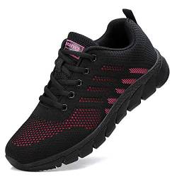 ZPAWDH Damen Turnschuhe Atmungsaktiv Laufschuhe Leichtgewichts Sportschuhe Freizeitschuhe Straßenlaufschuhe Outdoor Sneaker Schwarz Rosa,36EU von ZPAWDH