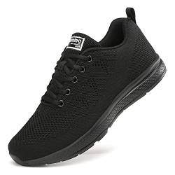 ZPAWDH Turnschuhe Damen Sportschuhe Laufschuhe Atmungsaktiv Leichte Gym Fitness Sneaker All Black 42EU von ZPAWDH