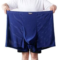 ZPLMIDE Große Herren-Boxershorts aus Eisseide, nahtlose Boxershorts (13XL-210 kg), große Größe, atmungsaktive Netzunterhose (13XL (160-210 kg), dunkelblau) von ZPLMIDE