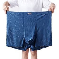 ZPLMIDE Große Herren-Boxershorts aus Eisseide, nahtlose Boxershorts (13XL-210 kg), große Größe, atmungsaktive Netzunterhose (9XL (130-155 kg), graublau) von ZPLMIDE