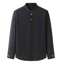 ZPLMIDE Herren-Hemd in Übergröße, bestickt, mit Stehkragen (6XL/10XL/175kg), lässige Business-Hemden für Herren-Oberteile (205/6XL, schwarz) von ZPLMIDE