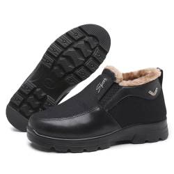 ZPLMIDE Herren Winter Fleece Wasserdicht Warme Rutschfeste Bequeme Schuhe Schnee Stiefeletten Warme Weiche Unterseite Ältere Papa Schuhe, Schwarz , 48 EU von ZPLMIDE