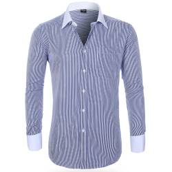 ZPLMIDE Klassische Business-Hemden für Herren, langärmeliges Baumwollhemd, schmale Passform, formelle Kleidung (C-Blau, 3XL-4-180/104A) von ZPLMIDE