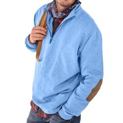 ZPLMIDE Men's Cashmere Zipper Casual Jacket, Winter Warm Men's Half Zipper Pullover Jumpers Turtleneck Tops (sky blue,4XL) von ZPLMIDE