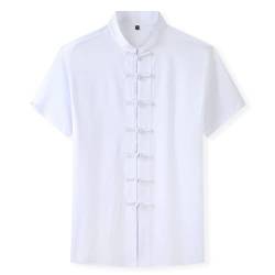 ZPLMIDE Sommer Herren große Größe Stehkragenhemd, lässige Tang-Anzug-Hemden, kurzärmelig, Großvater-Kragenhemd (weiß, 215/8XL (145-160kg)) von ZPLMIDE