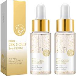 24k Gold Snail Face Serum, 24K Gold Collagen Booster Serum, Face Moisturiser Snail Essence, Innovative Wrinkle Filler Formula Collagen Cream lässt Falten sofort verschwinden von ZQTWJ