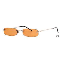 ZRTYJ Sonnenbrille Orange Rechteck Sonnenbrille Männer Frauen Markendesigner Retro Vintage Rechteckig Schmal Skinny Frameless Frame Sonnenbrille von ZRTYJ