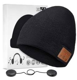 ZRUHIG Bluetooth Mütze, Wintermütze mit abnehmbarem integriertem Mikrofon und HD Stereo Lautsprechern, Unisex Winter Strickmütze Musik Kopfhörern, Geschenke für Männer Frauen Weihnachten (Schwarz)… von ZRUHIG