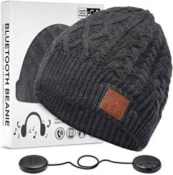 ZRUHIG Bluetooth Mütze, Wintermütze mit abnehmbarem integriertem Mikrofon und HD Stereo Lautsprechern, Unisex Winter Strickmütze Musik Kopfhörern, Geschenke für Männer Frauen Weihnachten (Holzkohle)… von ZRUHIG