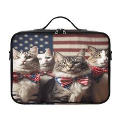 Amerikanische Flagge Unabhängigkeitstag Katzen große Kosmetiktasche Tasche Kulturbeutel Kulturbeutel für Frauen Reisegröße Make-up-Tasche Estuche para maquillaje de viaje für Damen Herren Frau Mutter von ZRWLUCKY