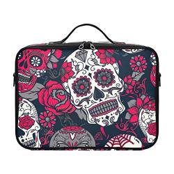 ZRWLUCKY Bunte Zuckerschädel Rot Floral Reise Kosmetik Tasche Reise Kulturbeutel Make-up Tasche Frauen Make-up Taschen Frauen Bulto Para Maquillaje für Herren von ZRWLUCKY