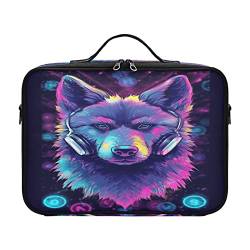 ZRWLUCKY Cool Wolf Kopfhörer große Kapazität Kosmetiktasche Toilettenartikel Reisetaschen für Toilettenartikel Kosmetik Make-up Tasche Set Bolsa Cosmetiqueras Para Maquillaje für Damen Herren Frau von ZRWLUCKY