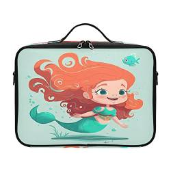 ZRWLUCKY Happy Cute Mermaid Fish cosmetic bag travel portable artist storage bag toiletry bag with compartments travel makeup bag estuches para maquillaje viajar for women girl teen ladies teens male von ZRWLUCKY