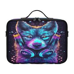 ZRWLUCKY Kosmetiktasche mit Wolf mit Kopfhörern, große Toilettenartikel, Reise-Make-up-Tasche, Reißverschluss, Make-up-Taschen für Damen, Bolsa Para, Guardar, Maquillaje für Damen, Herren, Frau, von ZRWLUCKY