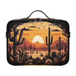 ZRWLUCKY Western Cactus Sunset Desert Kosmetiktasche große Reisetaschen für Frauen Kulturbeutel mit Fächern Make-up-Tasche Geldbörse Neceser Para Maquillaje für Frauen Mädchen Teenager Damen Teenager von ZRWLUCKY