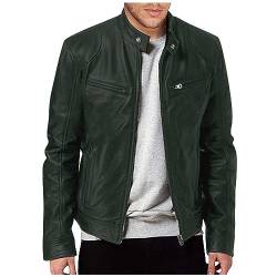 ZRYAZQ Lederjacke Herren Stylische Motorradjacke Herren Winterjacke Herren Herbstjacke Herren Freizeit Jacke Herren Leder übergangsjacke Herren Stehkragen Bomberjacke Herren Softshelljacke Herren von ZRYAZQ