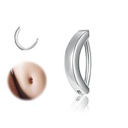 ZS 14G Clicker Piercing Bauchnabel für Frauen, Bauchnabelpiercing Silber 925 Reverse Curved Nabel Barbell Schmuck Körperschmuck (8mm) von ZS