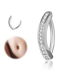 ZS 14G Clicker Piercing Bauchnabel für Frauen, Diamanten Bauchnabelpiercing Silber 925 Reverse Curved Nabel Barbell Schmuck Körperschmuck (Diamanten:12mm) von ZS