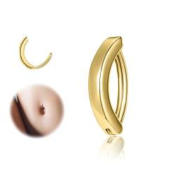 ZS 14G Clicker Piercing Bauchnabel für Frauen, Gold Bauchnabelpiercing Silber 925 Reverse Curved Nabel Barbell Schmuck Körperschmuck (10mm) von ZS