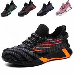 ZSDZSZ Arbeitsschuhe Herren Leicht Sicherheitsschuhe Damen Atmungsaktive Stahlkappenschuhe Sportlich Schutzschuhe,Orange,35 EU von ZSDZSZ