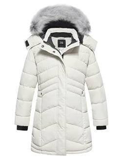 ZSHOW Mädchen Baumwolle Mantel Fleece Futter Jacke Quilted Gesteppt Mantel Klassisch Militär Jacke Weiß 128-134 von ZSHOW