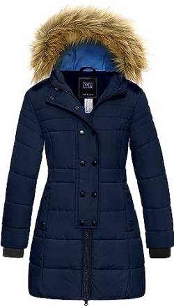 ZSHOW Mädchen Winter Warm Puffer Mantel Wasserabweisend Outdoor Jacke Baumwolle Gepolsterte Jacken Kunstpelz Kapuzenmäntel Dunkelblau 134-140 von ZSHOW