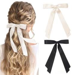 ZSPERKLA 2 Stück Haarspangen mit Schleife, seidige Satin Haarschleifen, elegante Schleifen-Haarspangen Haarschmuck für Mädchen und Frauen von ZSPERKLA