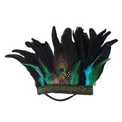 Boho-Stirnband mit Federdekor, einzigartiger Haarreif, elastisches Haarband für Mädchen, Festival, Halloween, Hochzeit, Party von ZSYTF