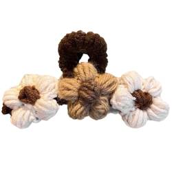 Haarklammer für Damen und Mädchen, gestrickte Blumen-Haarspangen, rutschfest, starke Kieferklauen-Clips für Frauen, dickes Haar, 11 cm von ZSYTF